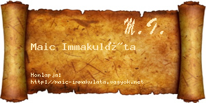 Maic Immakuláta névjegykártya